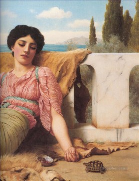 ジョン・ウィリアム・ゴッドワード Painting - 静かなペット 新古典主義者の女性 ジョン・ウィリアム・ゴッドワード